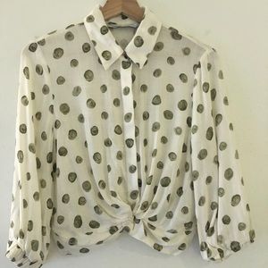 Zara Dotted Women Cream Shirt